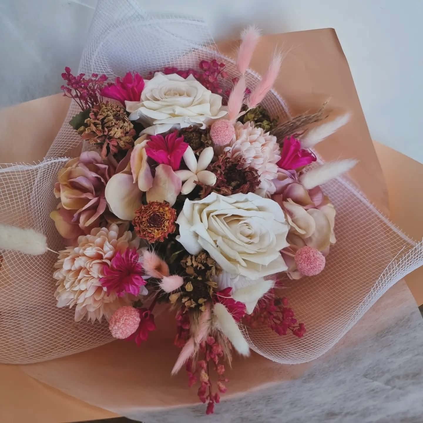 Pink and cream flower bouquet